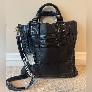 Badgley Mischka black leather/patent leather bag